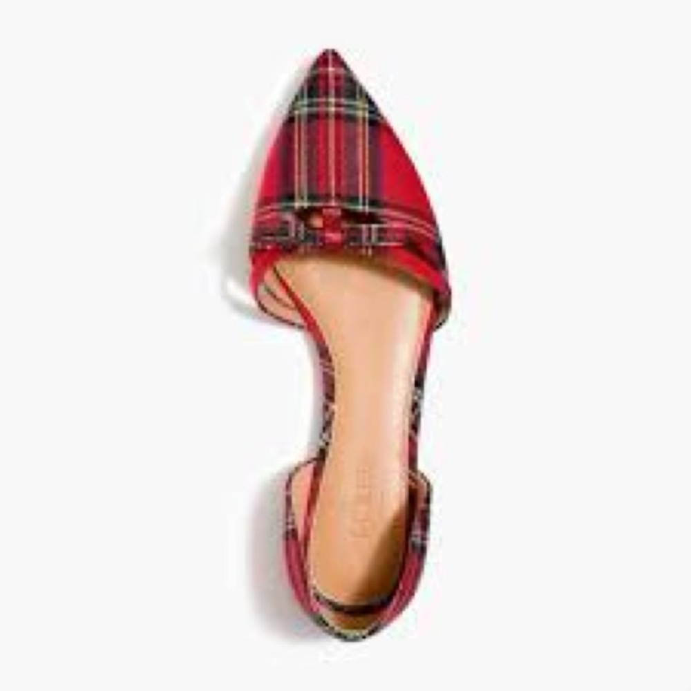 J.Crew Tartan D’Orsay Flats with Mini Bow